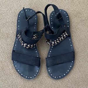 UGG Leather Braided Strap Sandals.